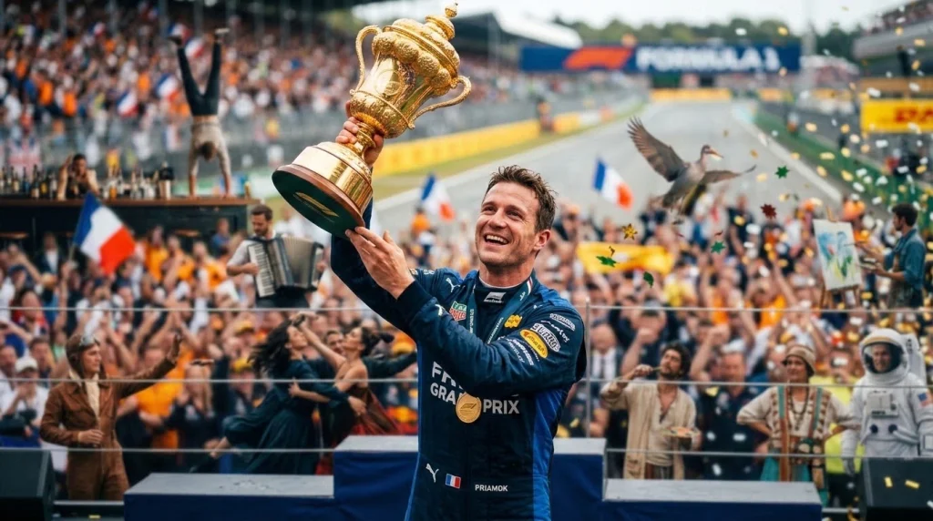 Un homme qui soulève un trophée gagnant d'un Grand Chelem