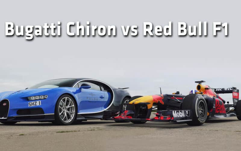 a bugatti and a red bull racing car
