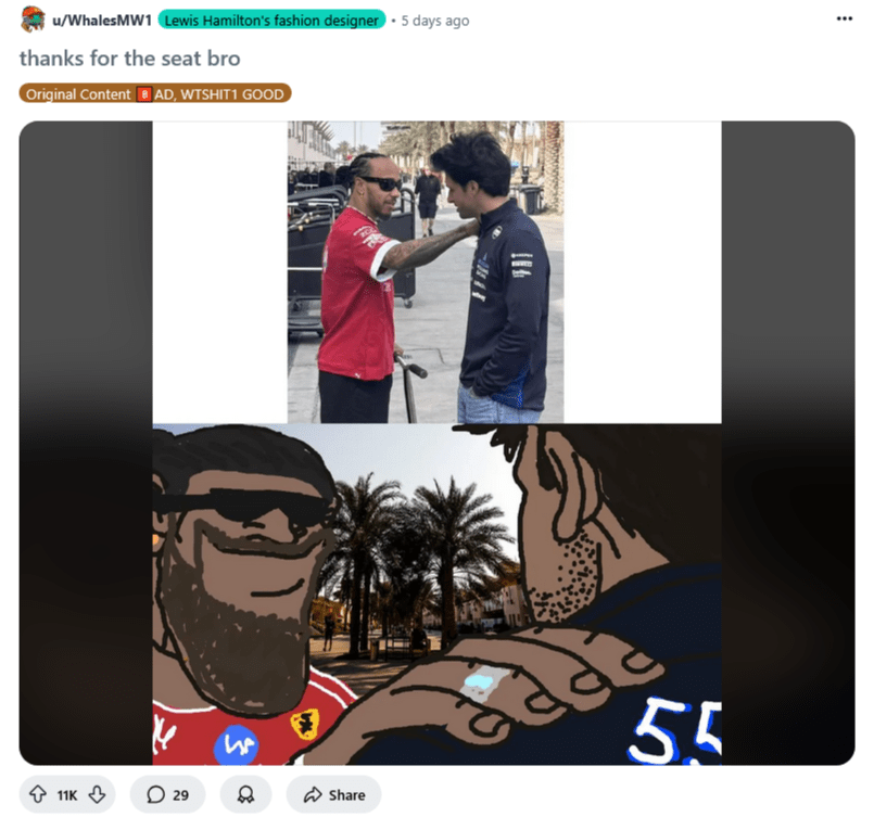 Een tweet met een foto van twee mannen die met elkaar praten