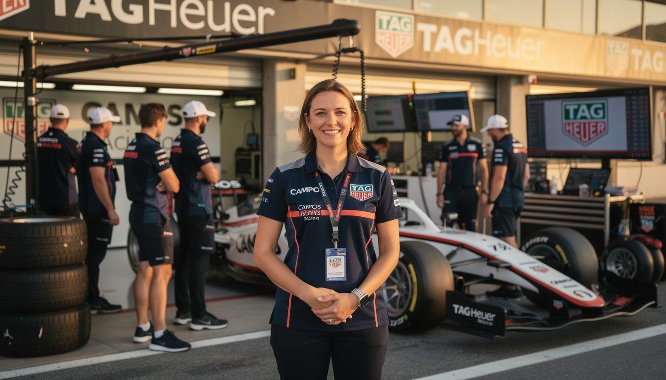 la piloto británica megan bruce asegura un lugar en la f1 academy 2026, apoyada orgullosamente por tag heuer y campos. descubre su viaje y futuro en las carreras de fórmula 1.