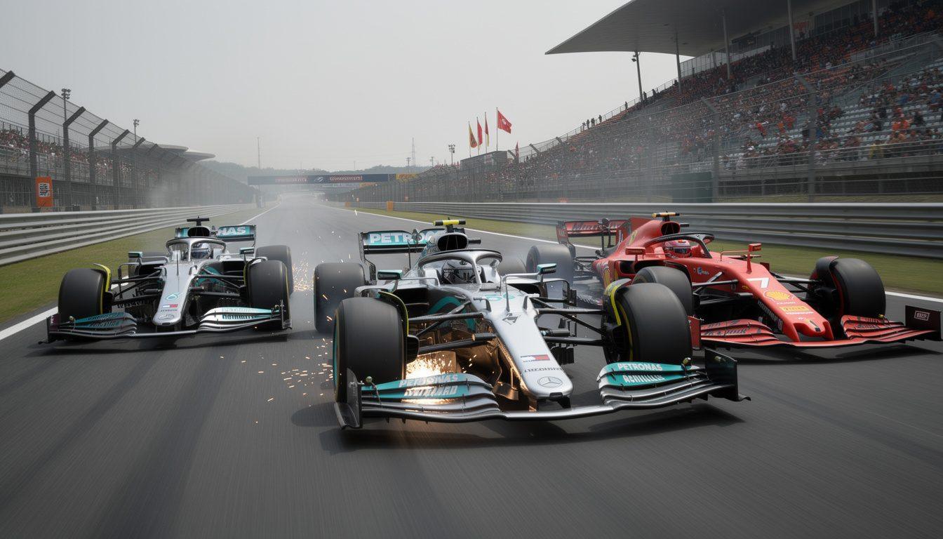 george russell asegura una emocionante victoria sprint en el f1 gran premio de china, superando a los rivales de ferrari en una intensa carrera.