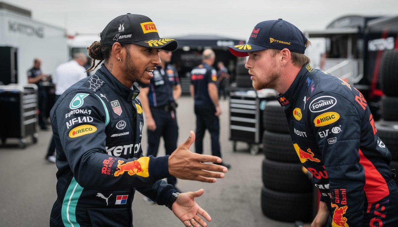 lewis hamilton and max verstappen face off in a heated debate over a controversial f1 rule change, highlighting tensions in the world of formula 1 racing.