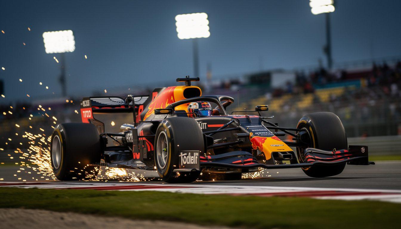 Voiture de Max Verstappen en difficulté