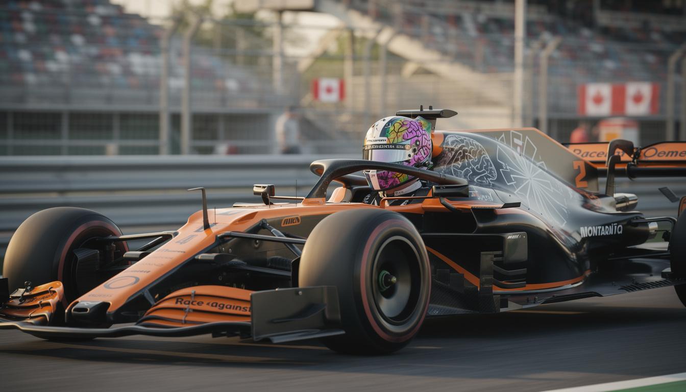lando norris unveils a unique helmet design to support the charity of a legendary f1 figure, highlighting his commitment to giving back.