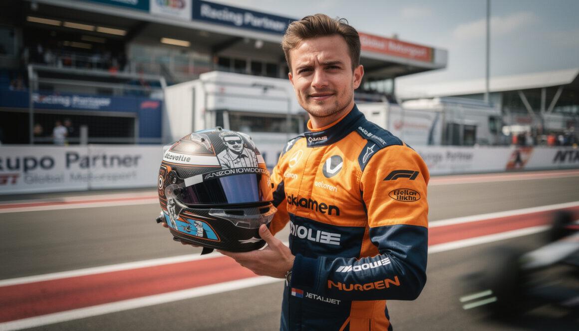 lando norris unveils a unique helmet design to support the charity cause of a legendary f1 champion, blending racing heritage with philanthropy.