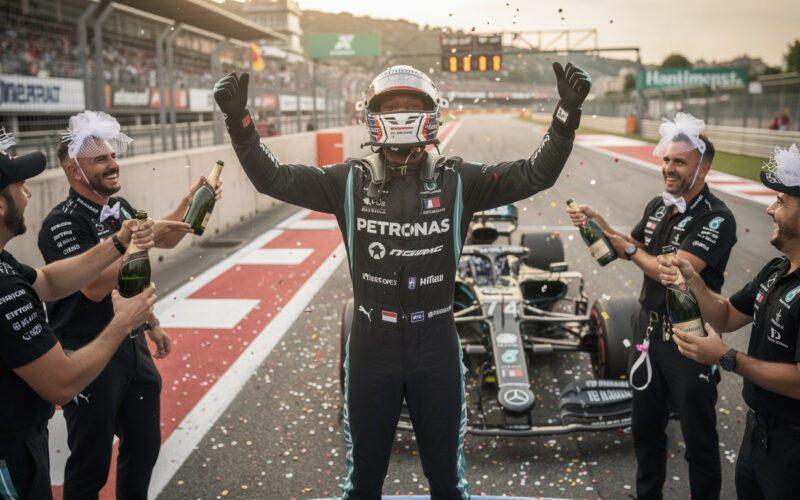 lewis hamilton's emotional victory leads to a hilarious and unforgettable wedding celebration filled with joy and laughter.