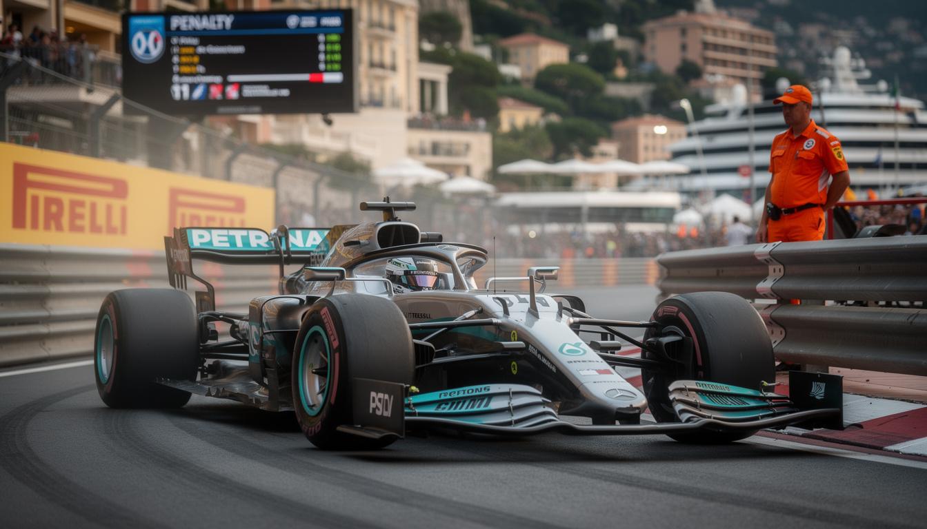 mercedes explains why they chose not to challenge george russell's penalties at the monaco grand prix, detailing their strategic and regulatory considerations.