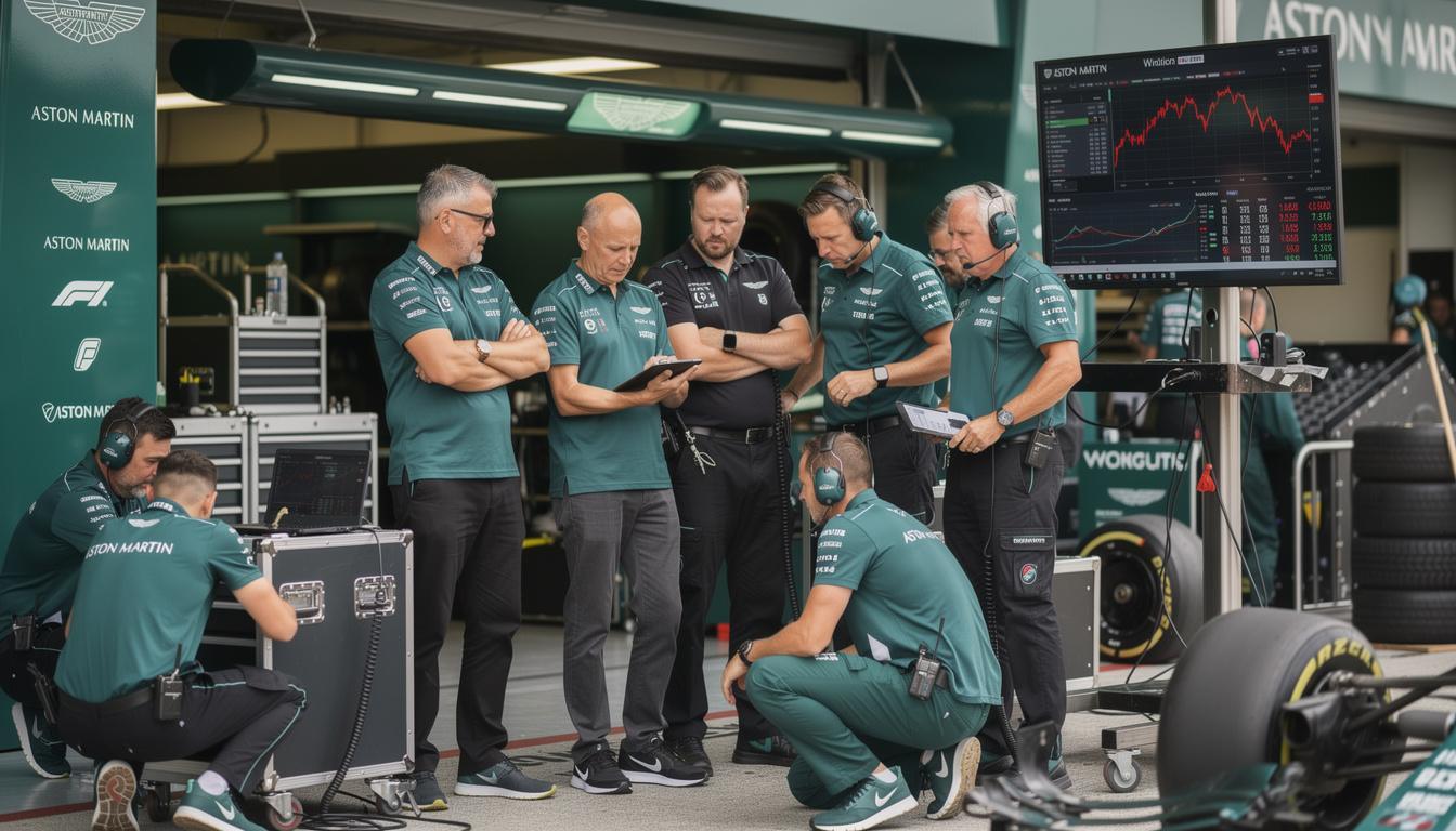 aston martin shares fall sharply as investors grow increasingly worried about lance stroll's recent performance on the track.