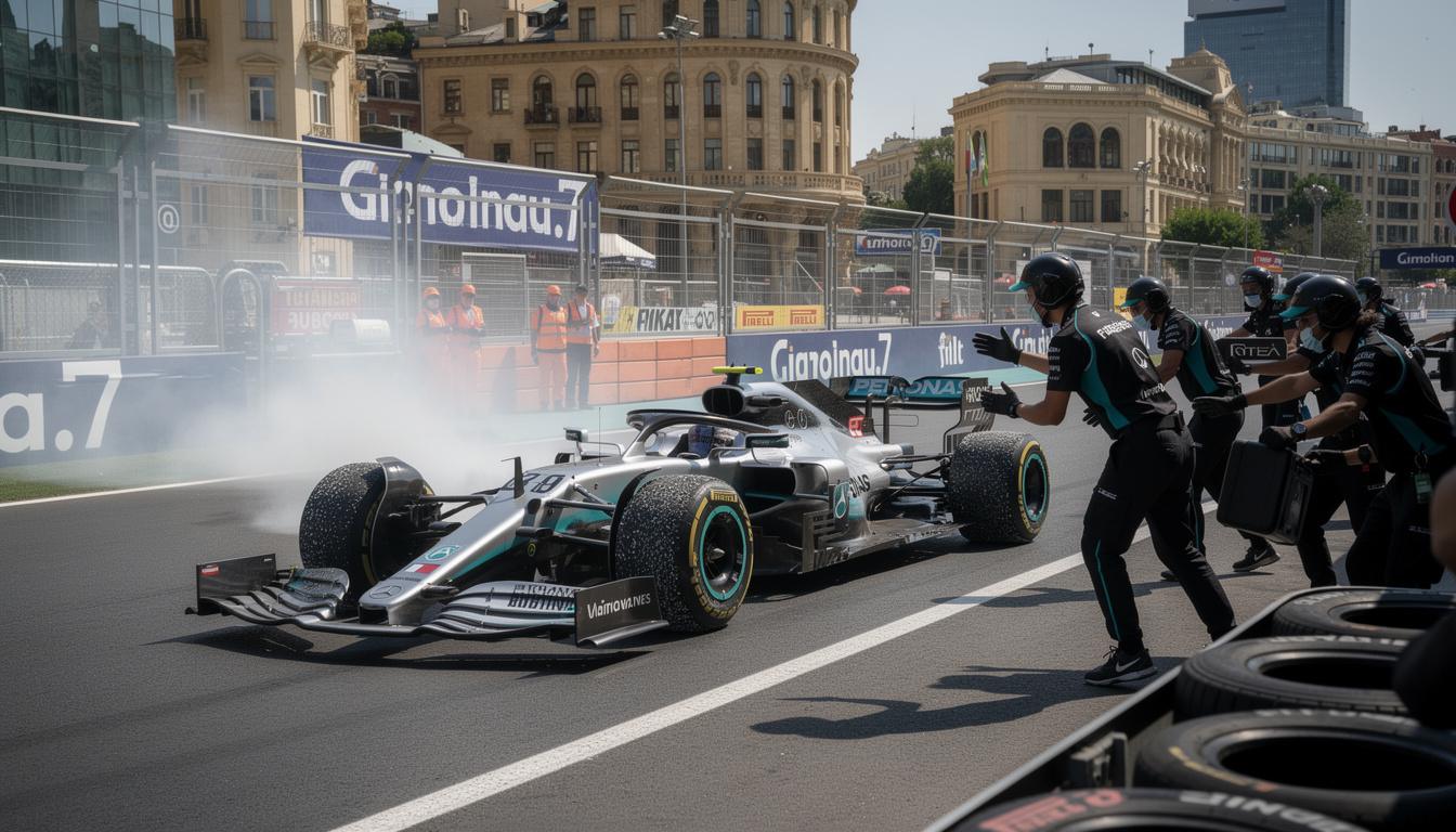 get the latest updates from the f1 azerbaijan gp opening practice where russell topped the timesheets while antonelli faced a setback with a mercedes breakdown.
