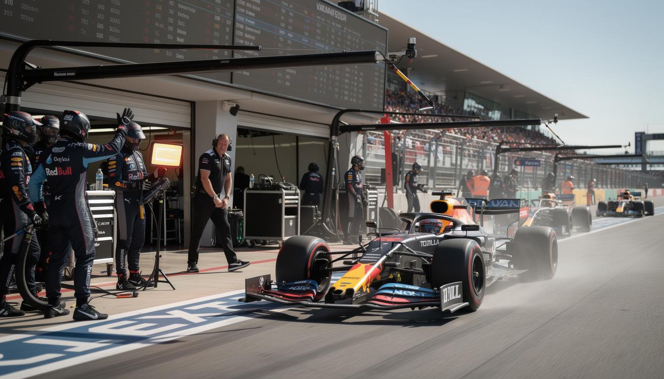 an unexpected incident in the pit lane causes a huge traffic jam, disrupting race activities and frustrating drivers and fans alike.
