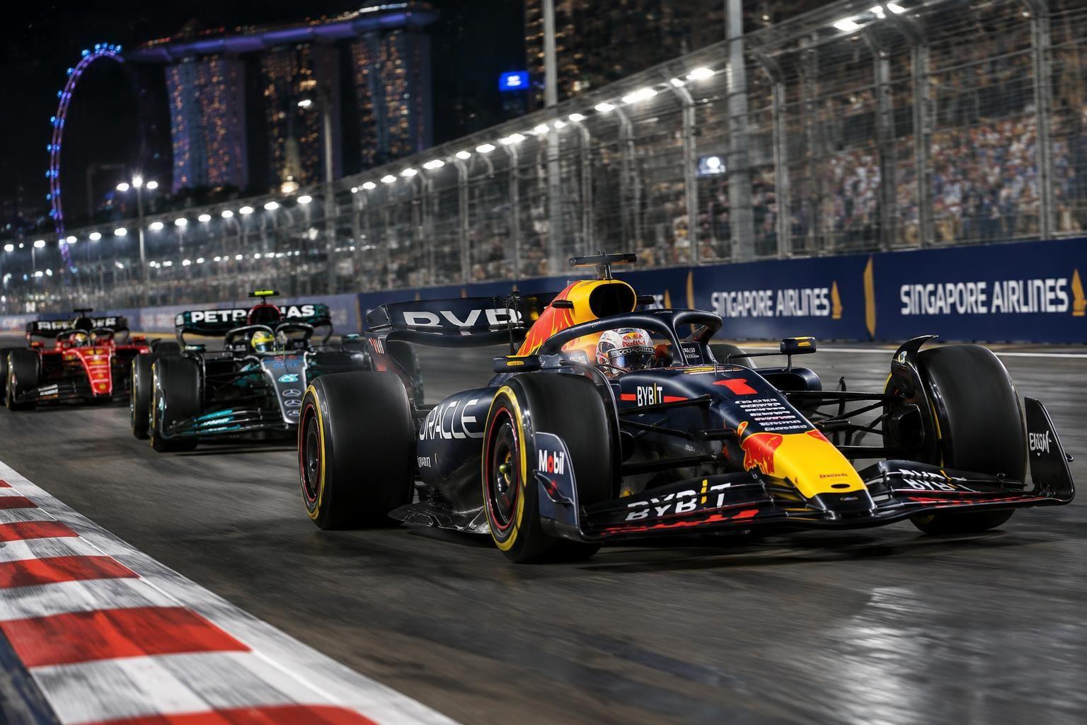 max verstappen takes pole for the singapore f1 sprint, while mercedes rookie kimi antonelli qualifies seventh ahead of the race.